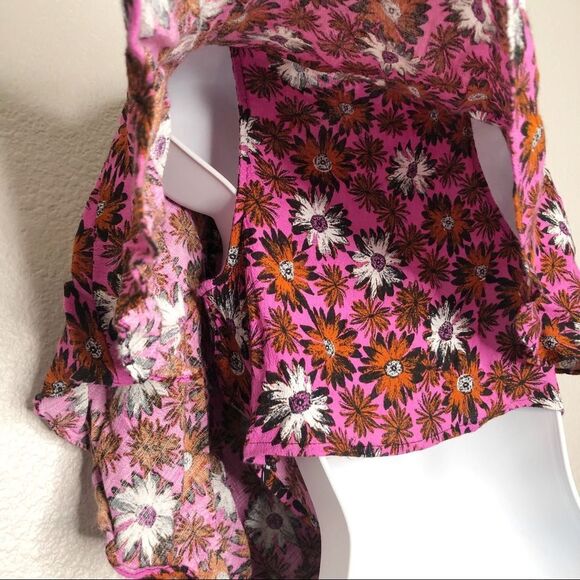 Free People Dark Star Mini Floral Open Back Boho  Dress Size XS - Picture 11 of 13